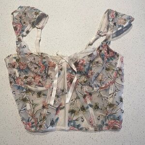 Victoria Secret White Floral Bustier Top